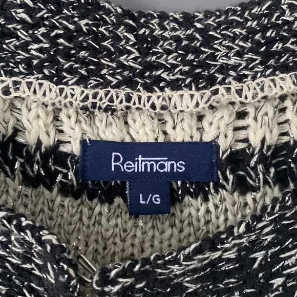 Effortless Coastal Chic Reitmans Striped Knit Cardigan Open Front Minimalist - Picture 7 of 12